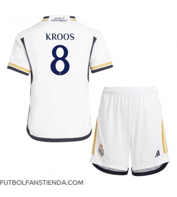 Real Madrid Toni Kroos #8 Primera Equipación Niños 2023-24 Manga Corta (+ Pantalones cortos)